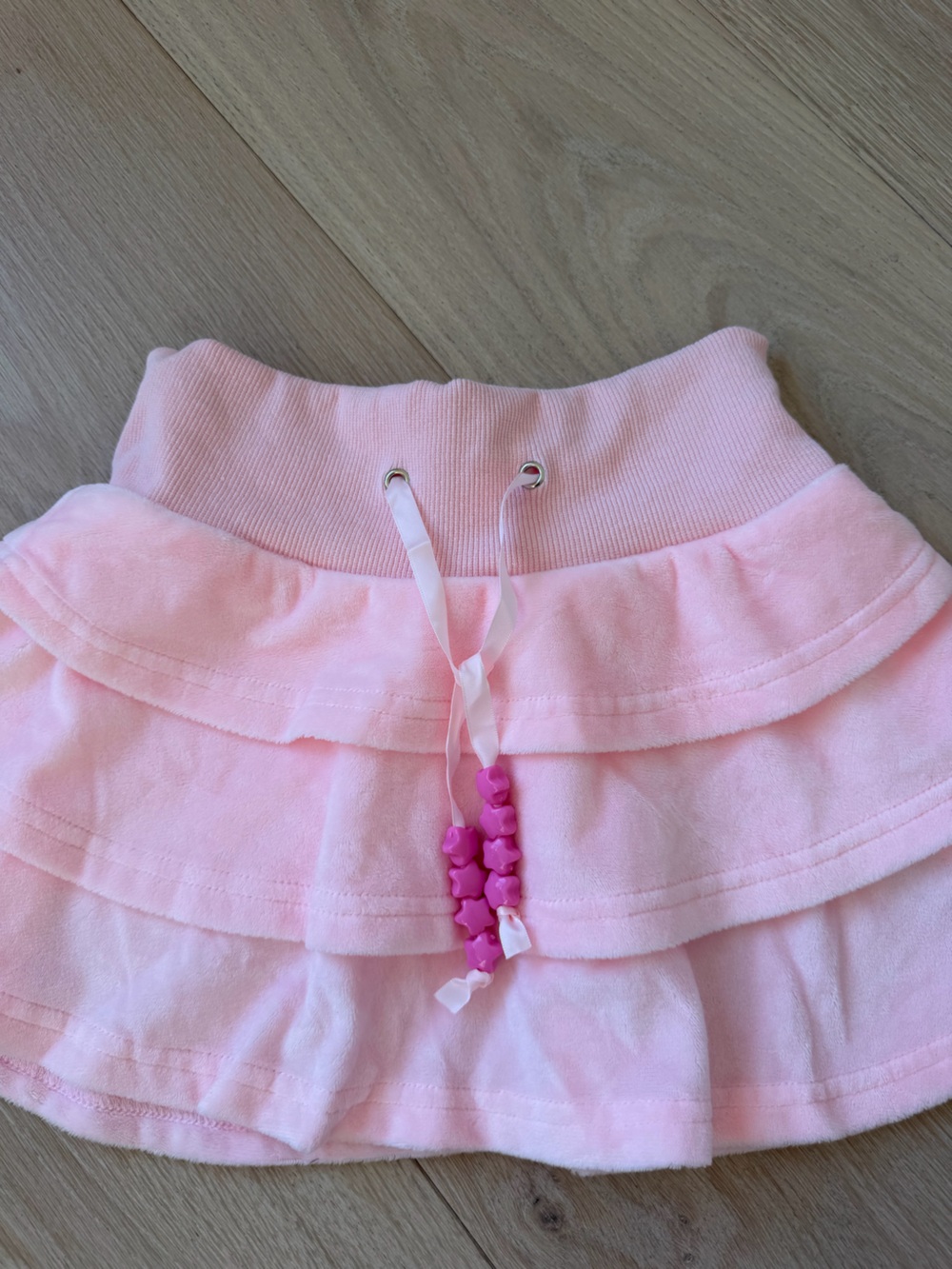 Lola + The Boys Pink Plush Skirt with Ribbon and Bead Detail